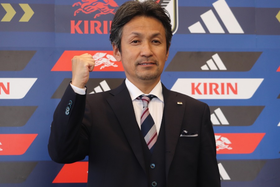 JFAが狩野倫久新監督就任会見を行った【写真:轡田哲朗】