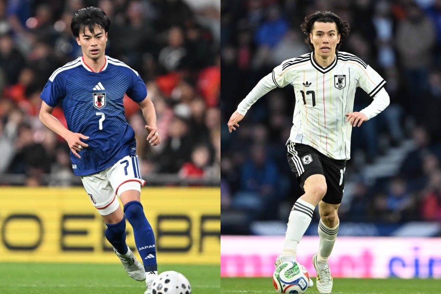 田中碧が背番号7を着用する【写真：徳原隆元】