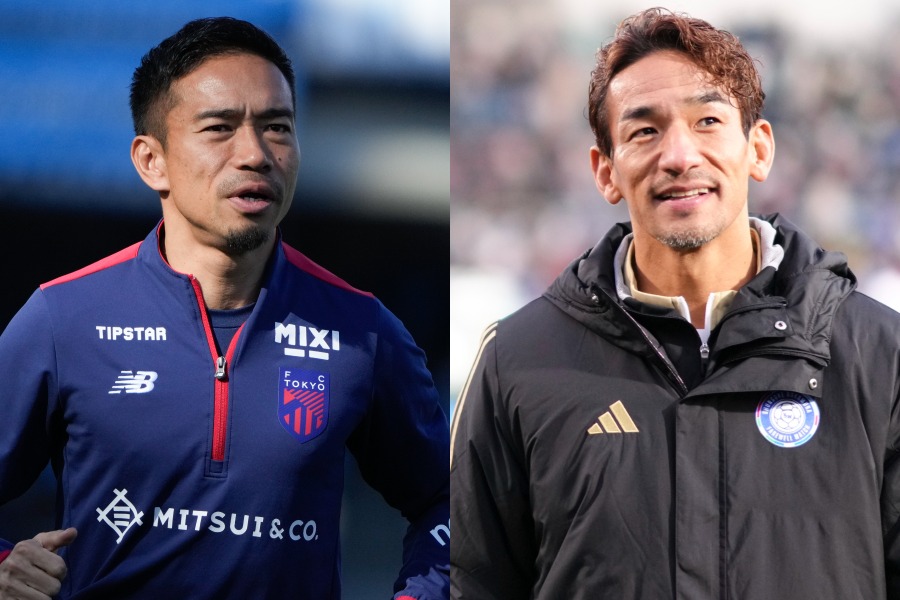 長友佑都がSNSで中田英寿との2ショットを公開した【写真：増田美咲&アフロスポーツ】