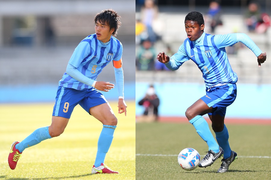 桐光学園時代の小川航基(左)とタビナス・ジェファーソン【写真:松岡健三郎/アフロ】