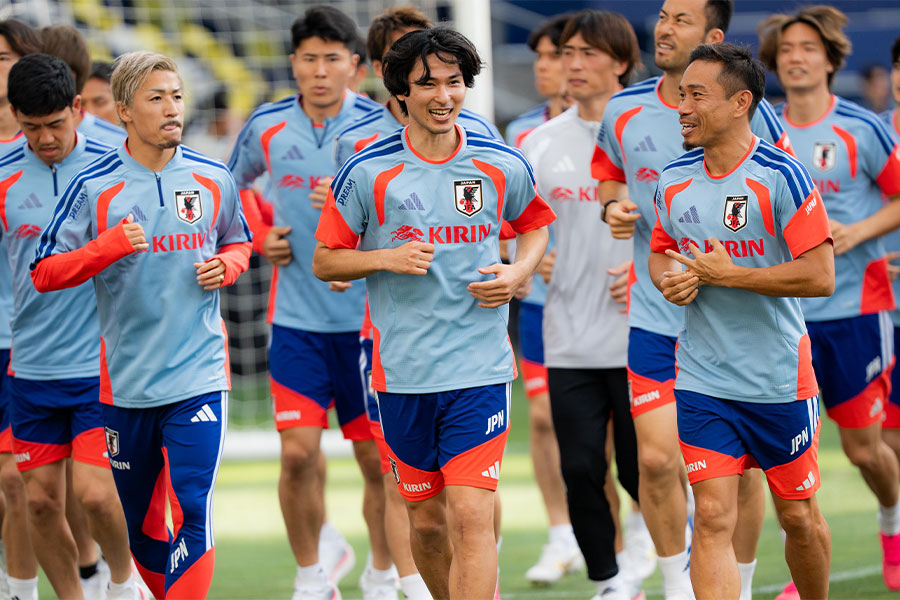 日本代表がトレーニング【写真：FOOTBALL ZONE編集部】