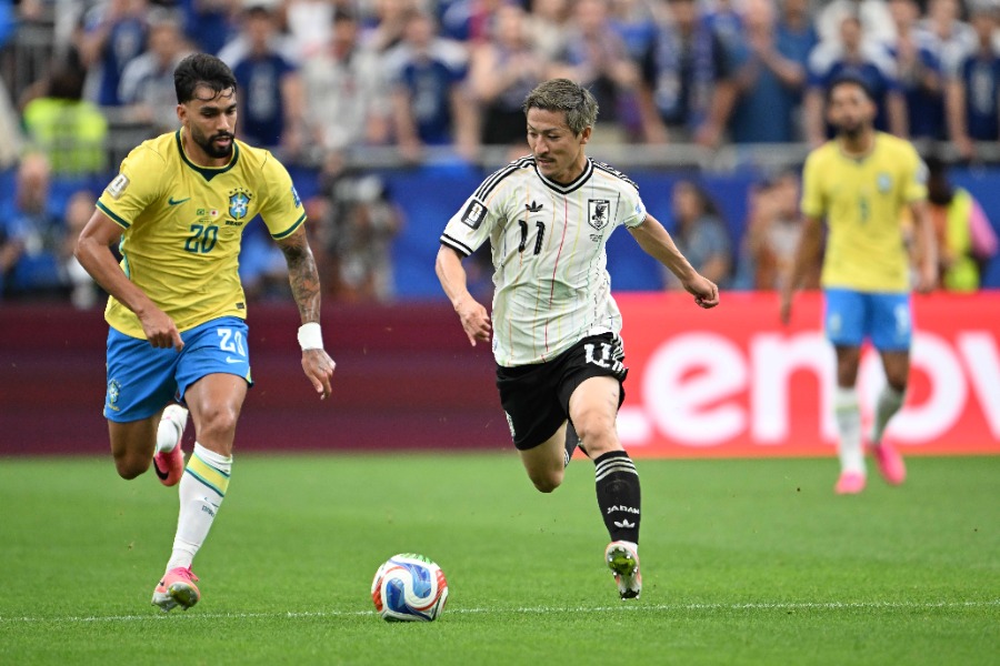 ブラジル戦に出場した日本代表の前田大然【写真:徳原隆元】