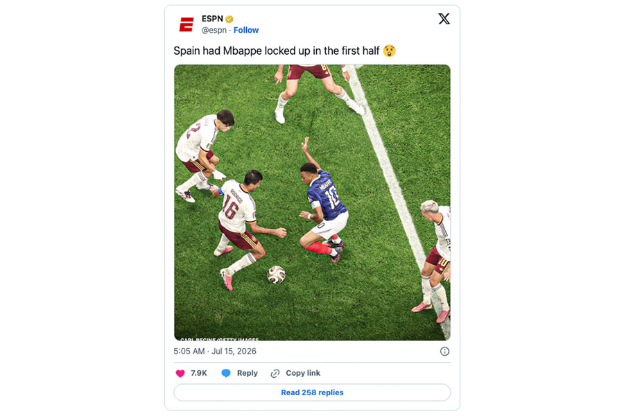 (画像はESPNの公式Xより)