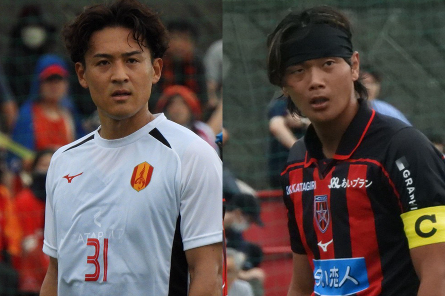 プレシーズンマッチに出場した高嶺朋樹(左)と西野奨太【写真:FOOTBALL ZONE編集部】