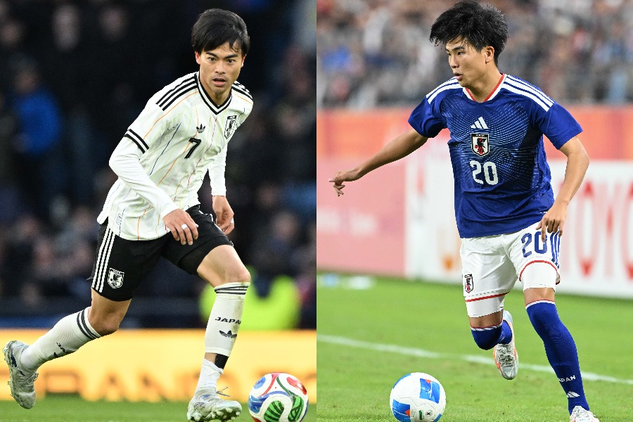 日本代表の三笘薫とU-21日本代表の石橋瀬凪【写真：徳原隆元】
