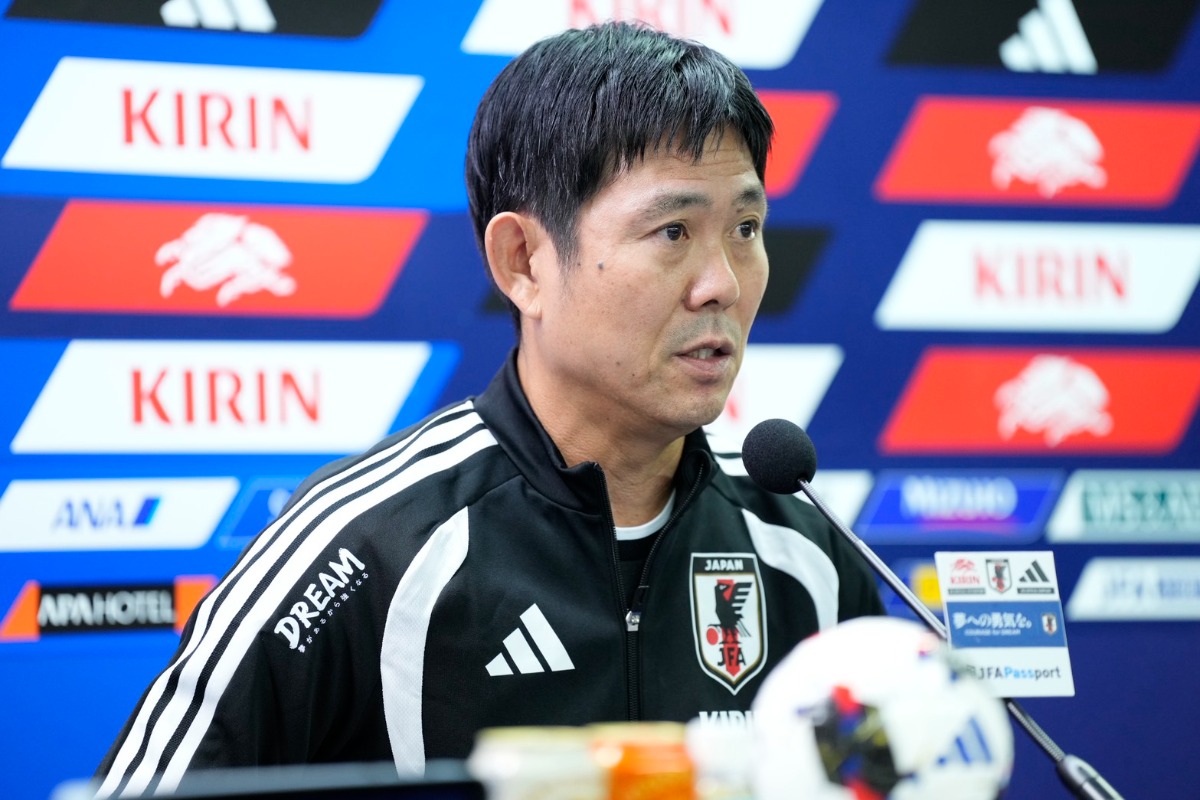 森保監督が自ら切り出した【写真：増田美咲】