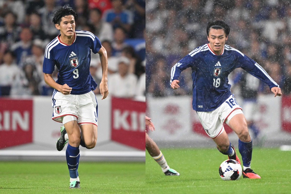 日本代表FWの後藤啓介（左）と上田綺世【写真：徳原隆元】