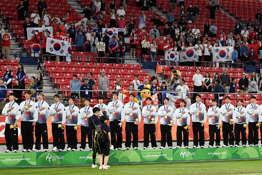 アジア競技大会男子サッカーを制したU-23韓国代表【写真:徳原隆元】