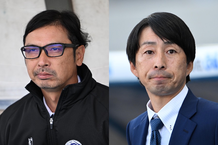 森直樹FD(左)、解任となった樹森大介監督【写真:徳原隆元】
