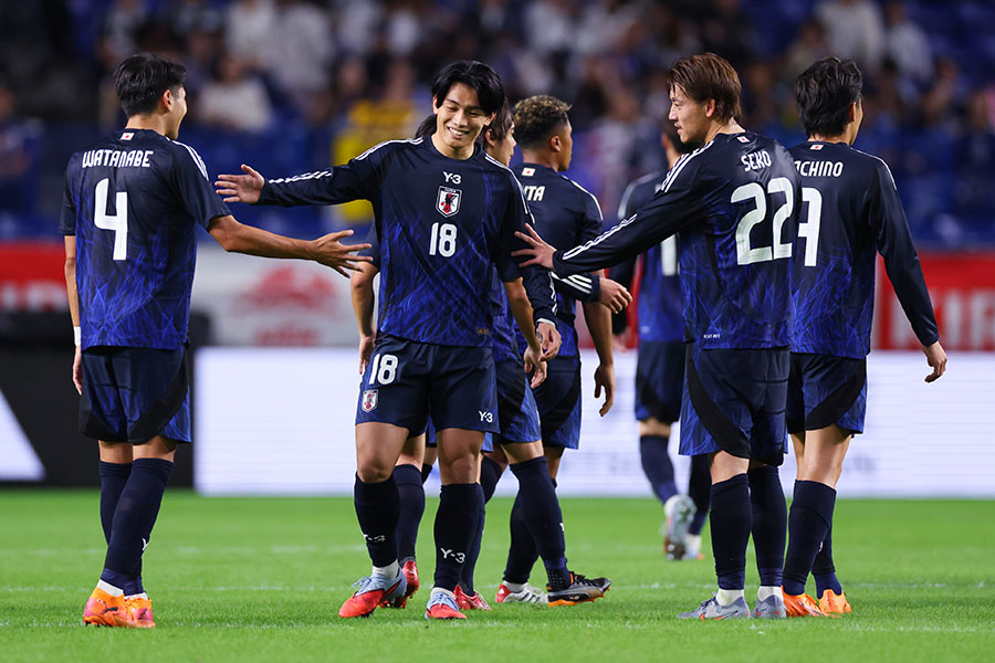 劇的同点弾で追いついた森保ジャパン【写真：森田直樹/アフロスポーツ】